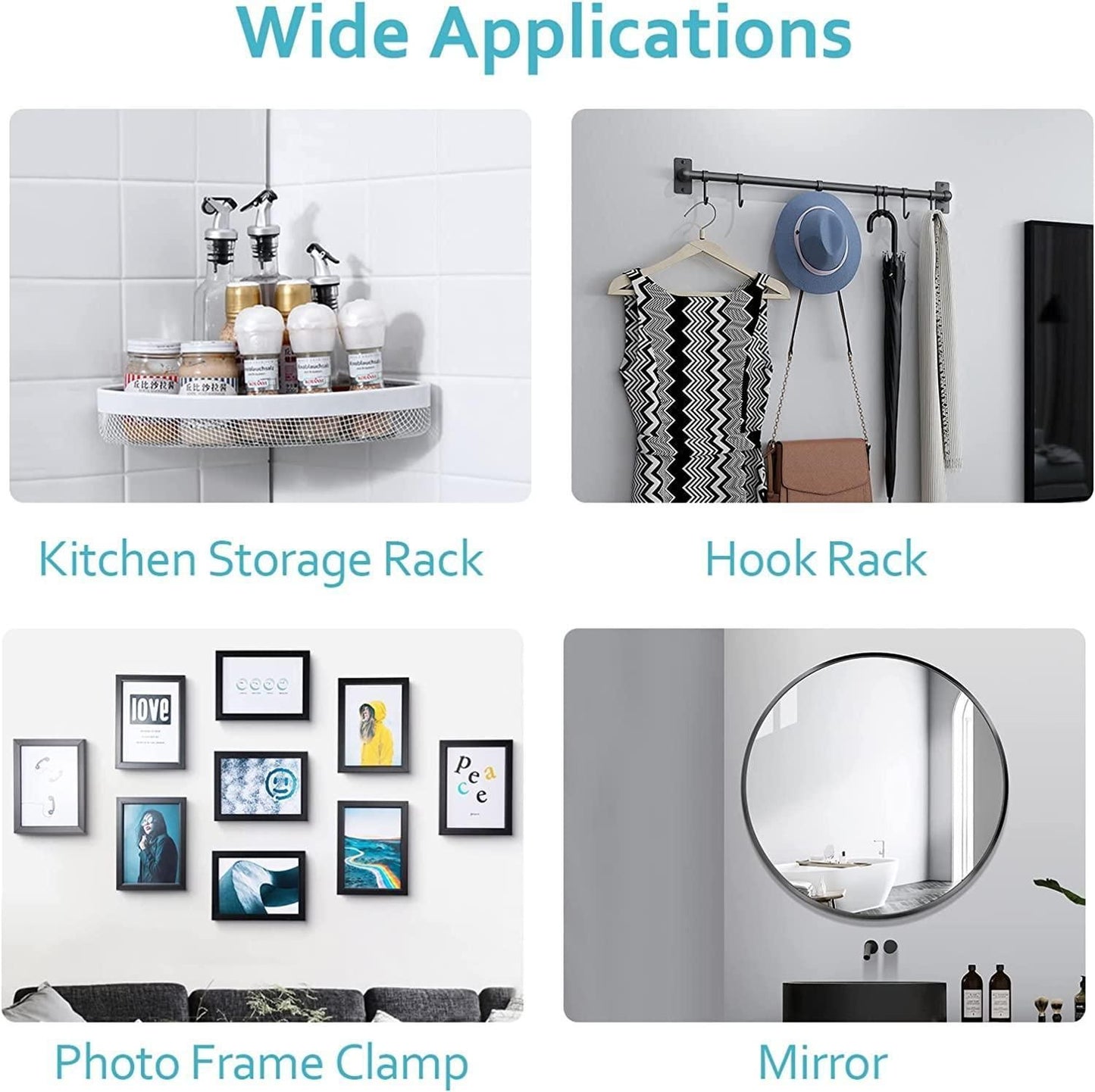 10 Wall Hooks, durable & rust-resistant