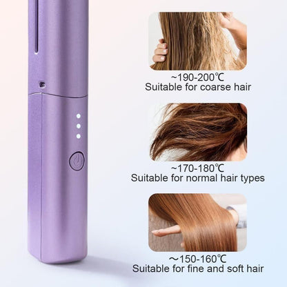 Meneflix Mini Hair Straightener – cordless, 200°C, travel-friendly.