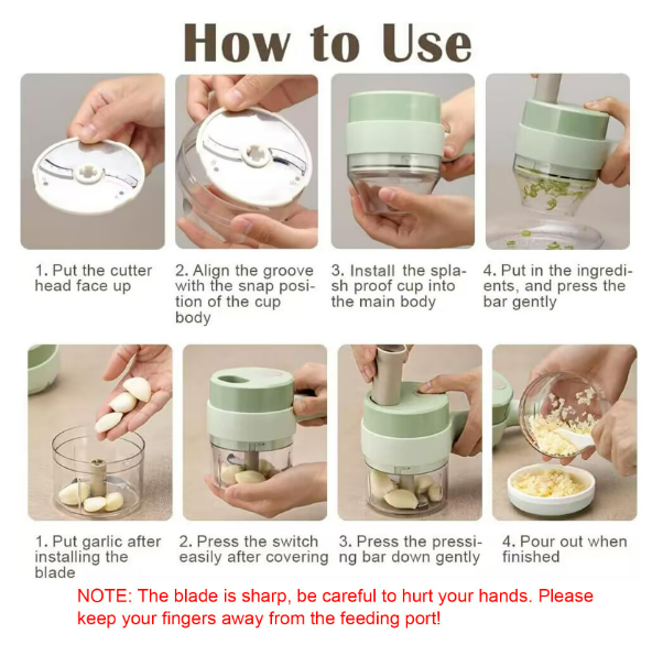 4 in 1 Portable Electric Vegetable Cutter Set