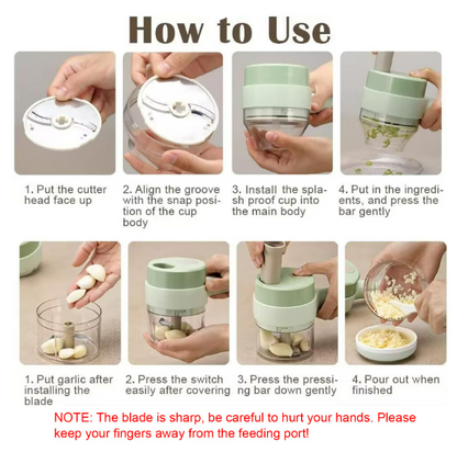 4 in 1 Portable Electric Vegetable Cutter Set